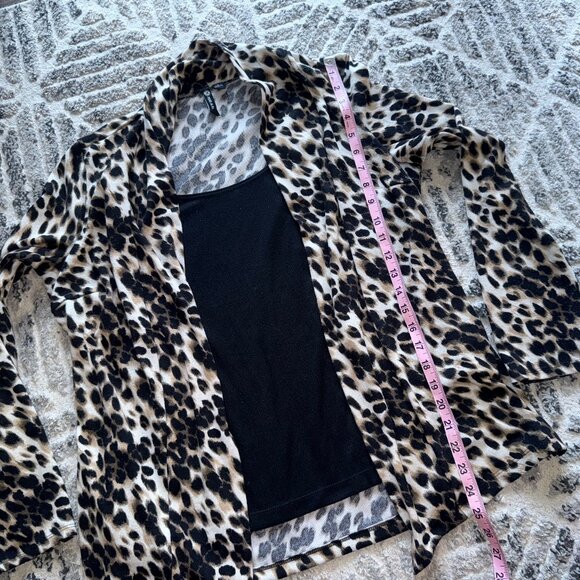 Cheetah Animal Print Women's Cardigan With Black Blouse Milano Large - Picture 6 of 10